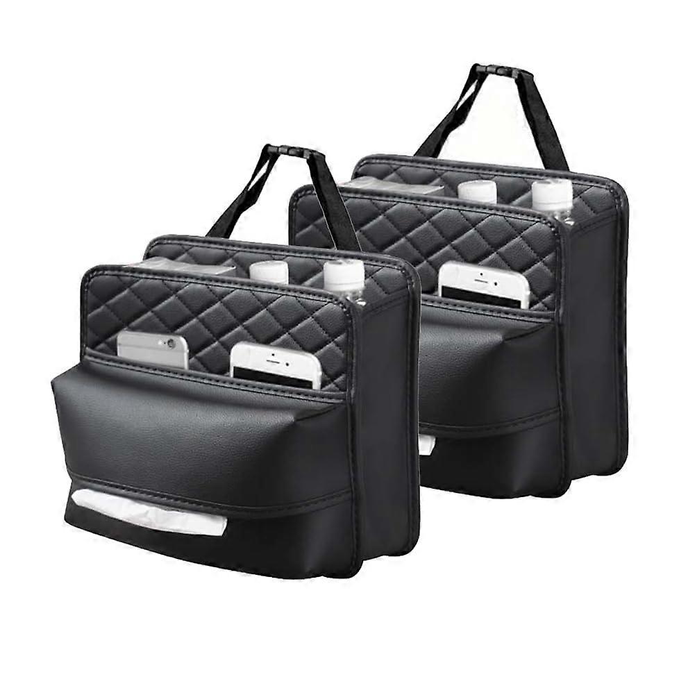 Car Backseat Organizer PU Leather 2 Pack Premium Multi-Function Hanging Car Storage Bag