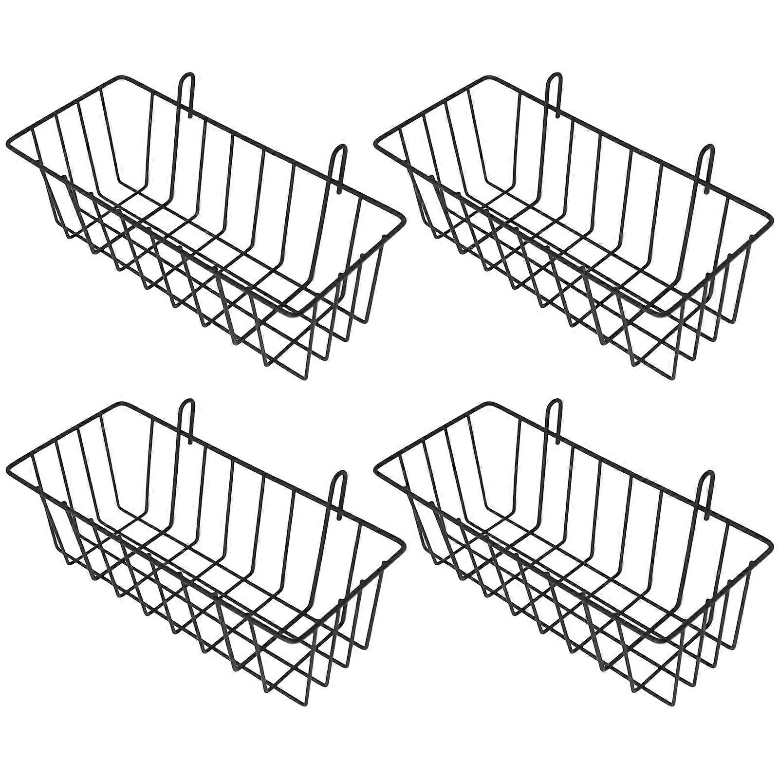4 Pcs Small Black Metal Hanging Basket Kitchen Wall Mounted Storage