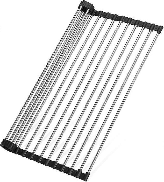 Foldable Dish Drying Rack Over Sink Roll Up 15 L Stainless Steel Adjustable Space-Saving Dish Drainer