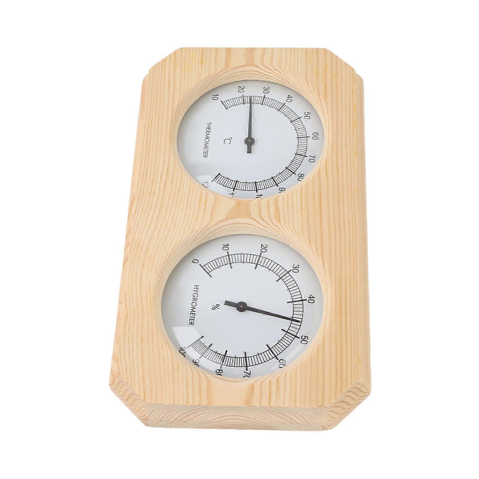 Wooden Thermometer Hygrometer for Sauna Room Double Dial Pointer Type Temperature Humidity Meter 