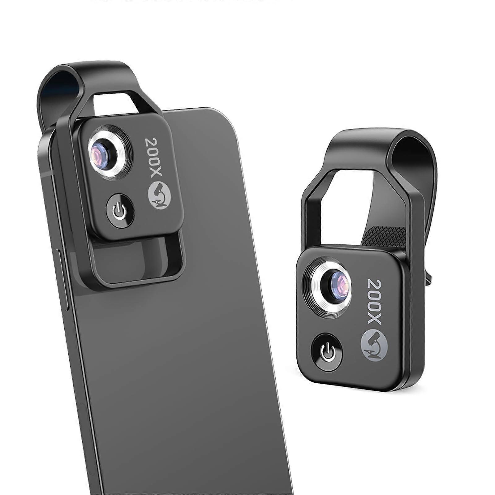 Pocket Microscope Camera Nano Zoom 200X LED Light Universal Clip 30° Viewing Angle Mini for Exploring Micro World Gift for Kids