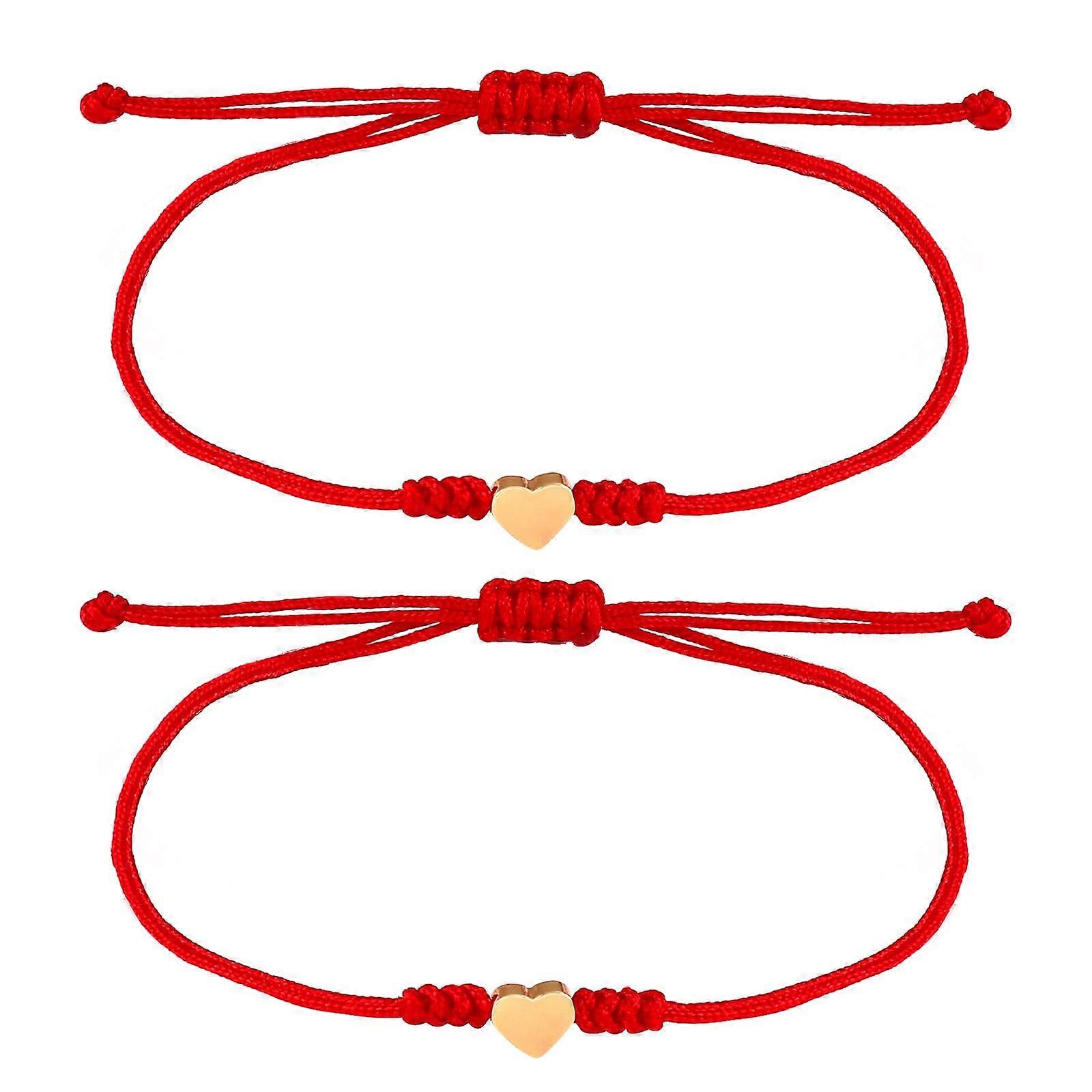 Red String Bracelet for Protection, Adjustable Mother-Daughter Matching Bracelets with Heart Charm, Red Color