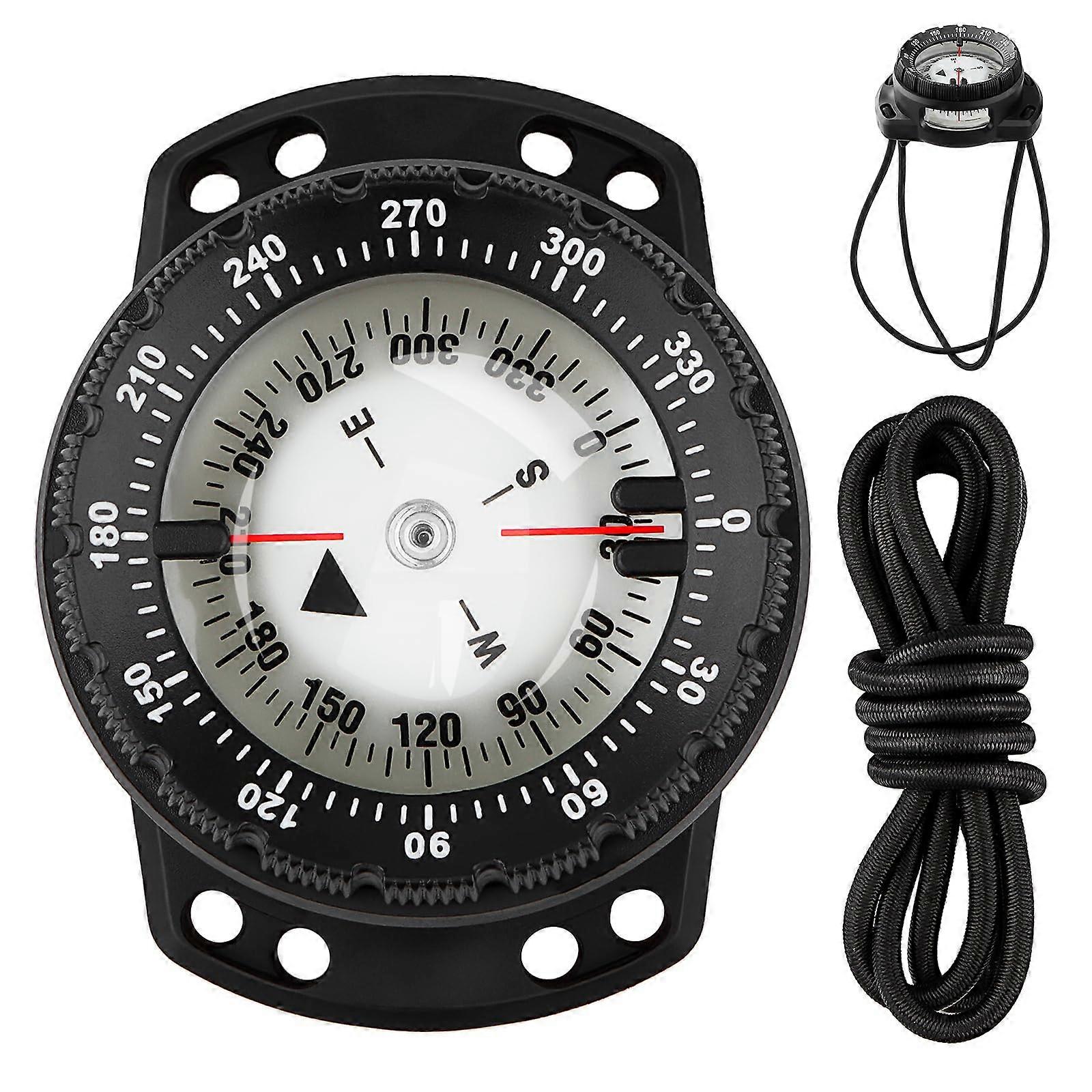 Scuba Dive Compass, 5ATM Marine Navigation Compass Wrist with Bungee Mount and Cord