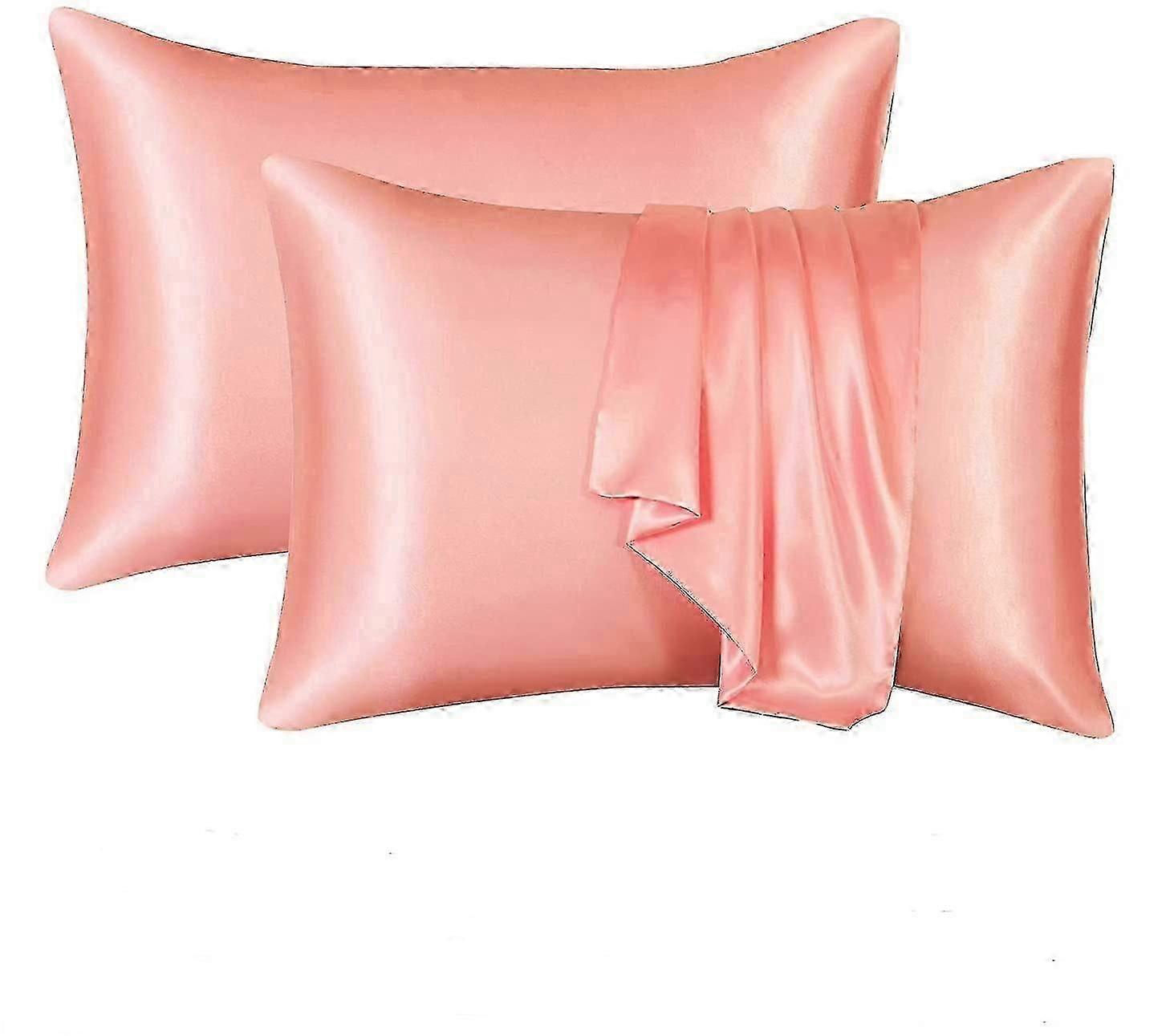 2 Pcs Imitation Silk Solid Color Satin Pillowcase Edition a