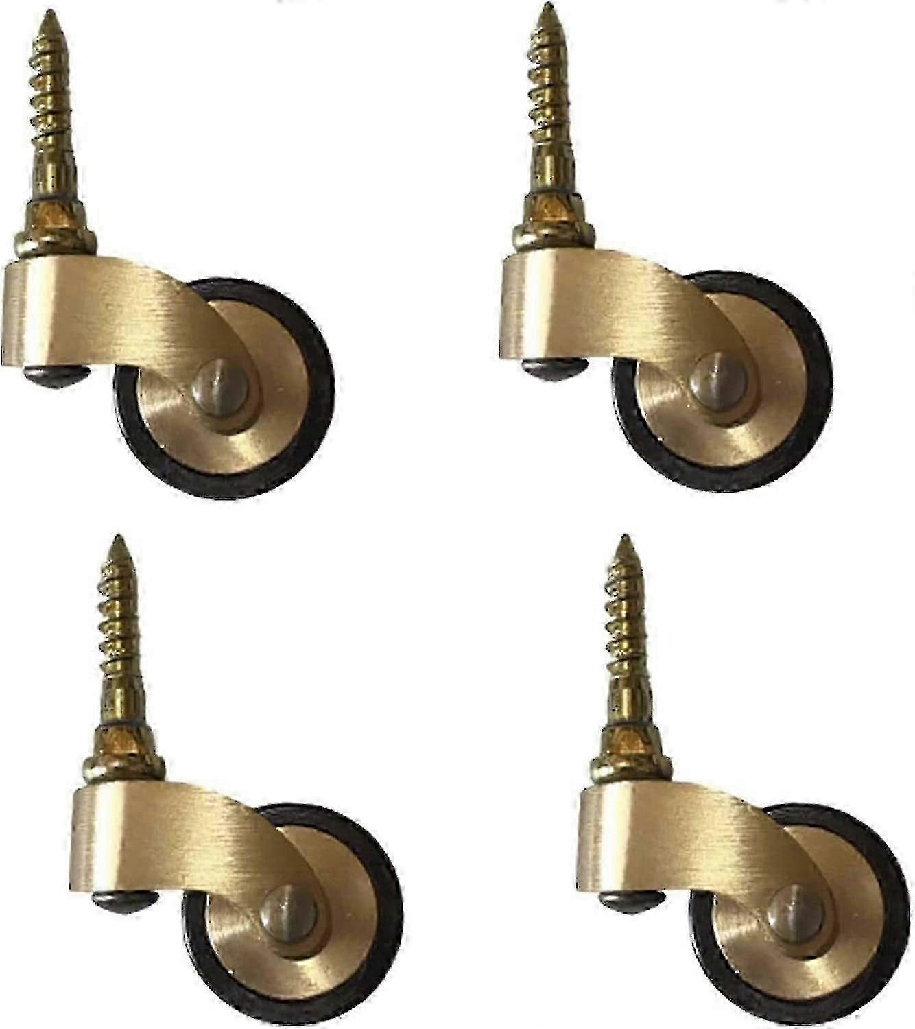 مجموعة من 4 عجلات نحاسية صلبة على الطراز العتيق مقاس 25 مم ، عجلات دوارة 360 ، عجلات مطاطية عتيقة للأثاث ، مع مسامير ، سعة تحميل 150 كجم - JZ