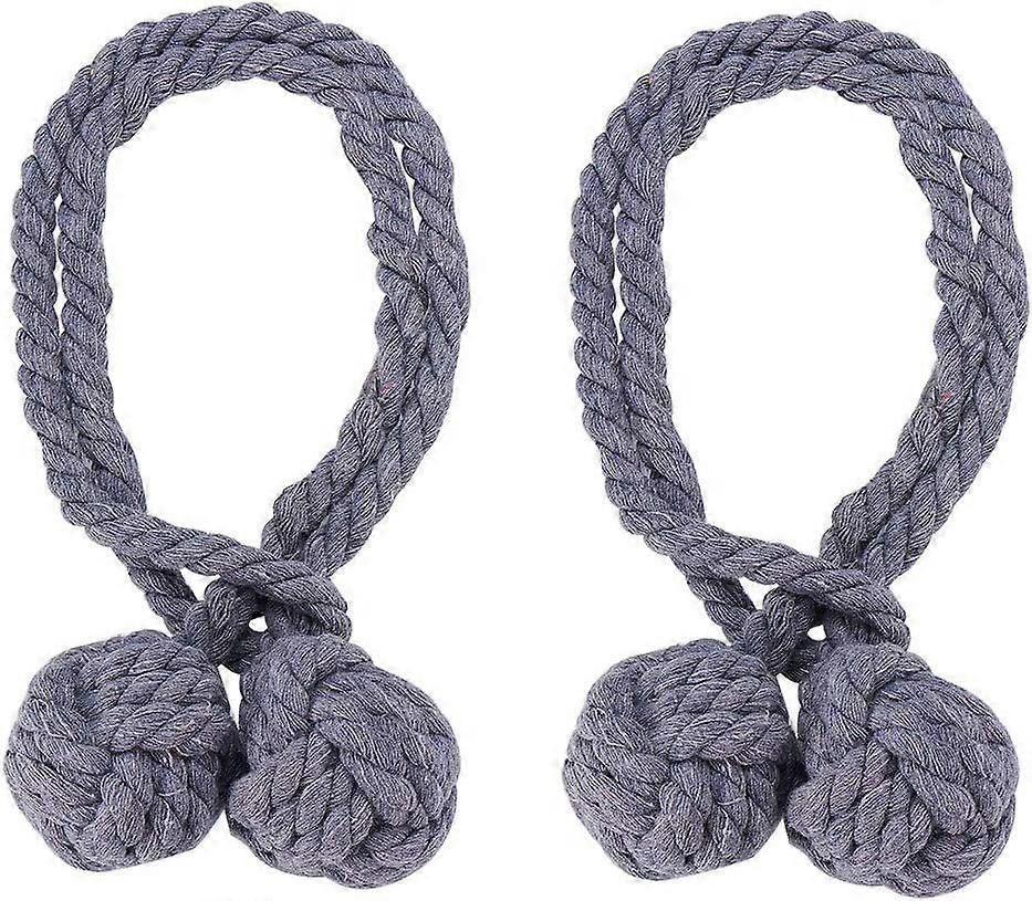 Tissé à la main boule unique cordon de coton Curtain Tie Ties (1 paire, jaune)(H-4)