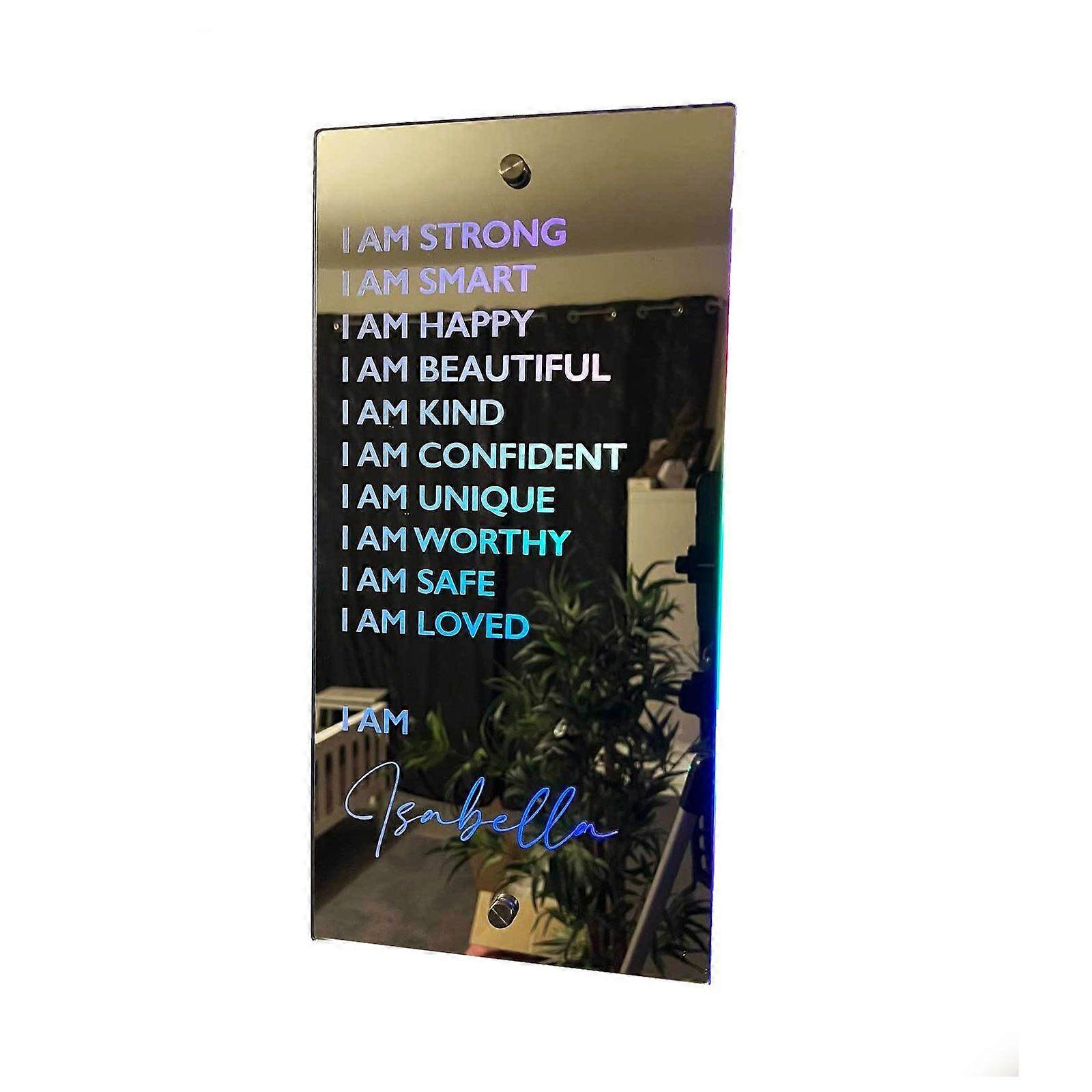 Personalized Affirmations Mirror Led Light I Am Smart | Motivationa Daily Reminder| I Am Mirror