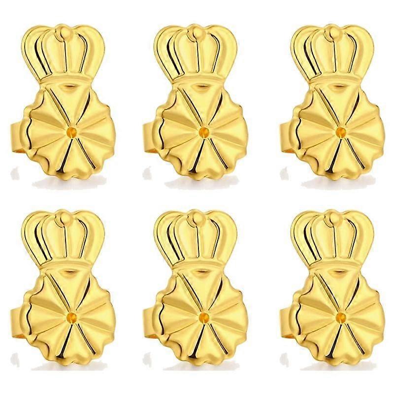 3-Pairs Earring Backs,Earring Backs Lifter for Heavy Earrings, Adjustable Secure Earring Backs(Gold)