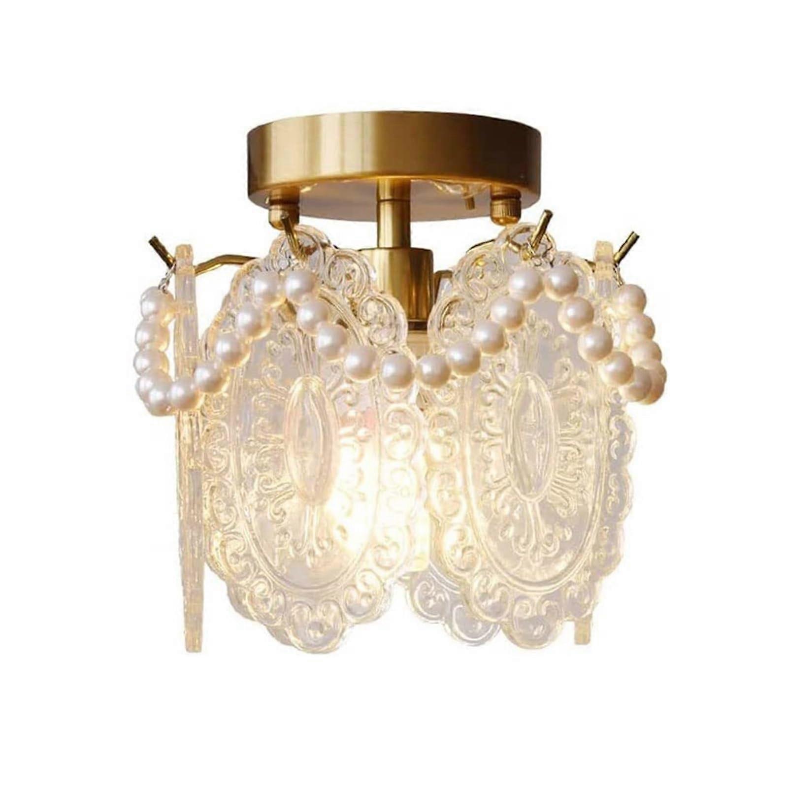 Mini Ceiling Light, 1-Light Flush Mount Ceiling Light Nordic Bedroom Bathroom Indoor Glass Ceiling Lamp