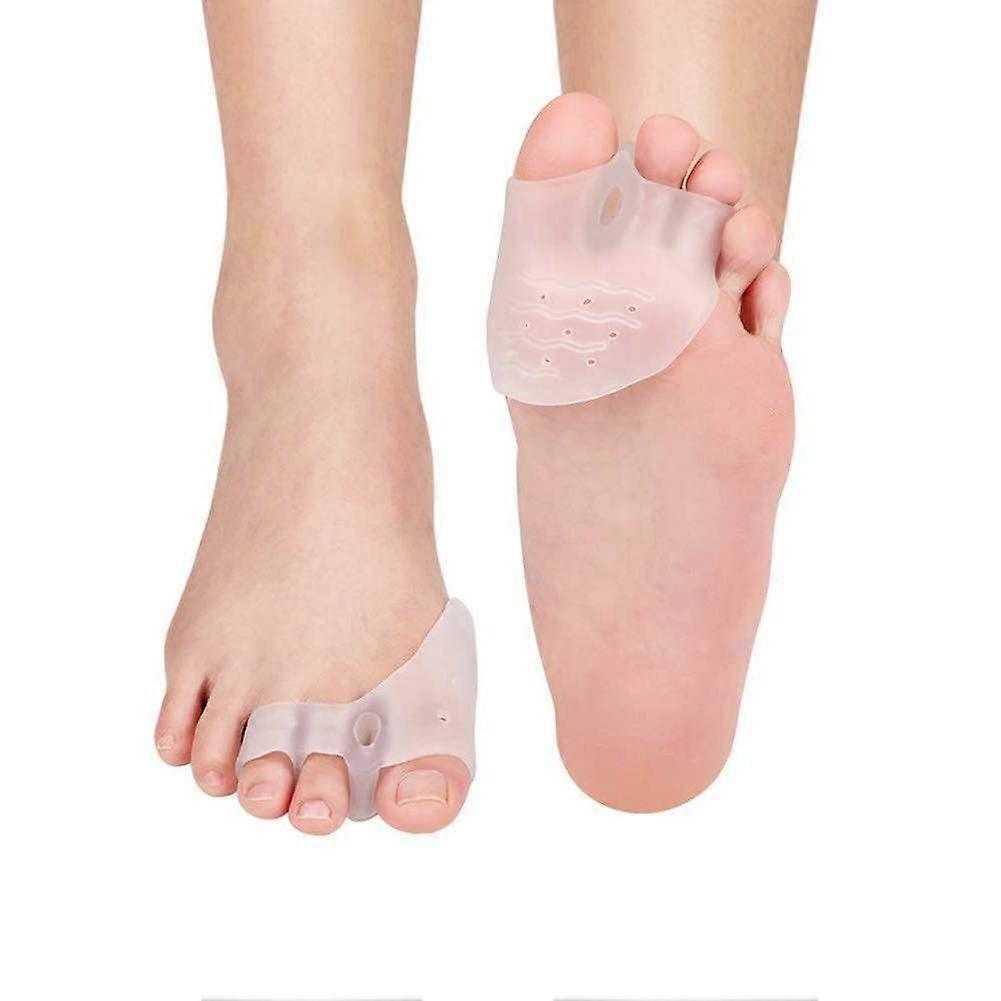 Bunion Corrector 2 Pair Gel Metatarsal Cushion Pads Silicone Hammer Toe Straightener 3-Toe 5-Loop Gel Toe Separator Relief