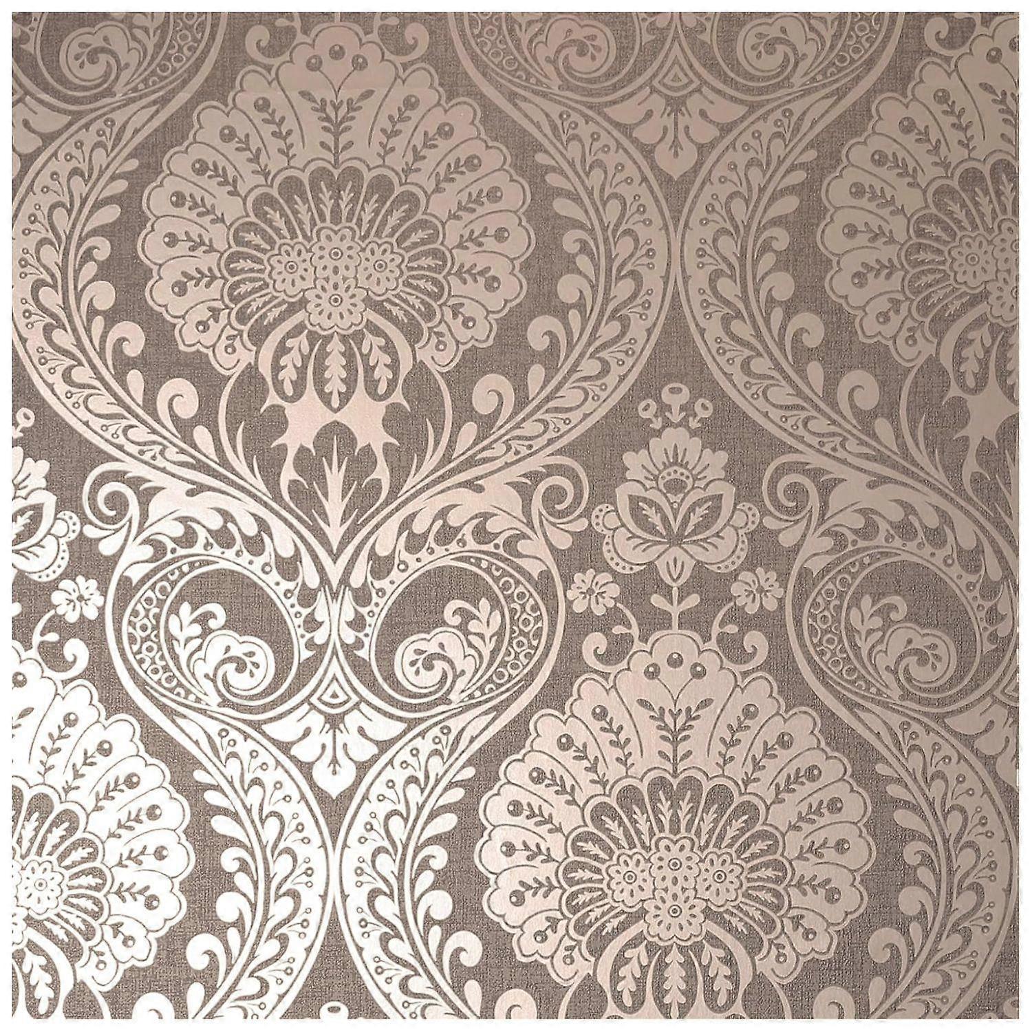 Arthouse Decoris Damask Chocolate & Rose Gold Wallpaper