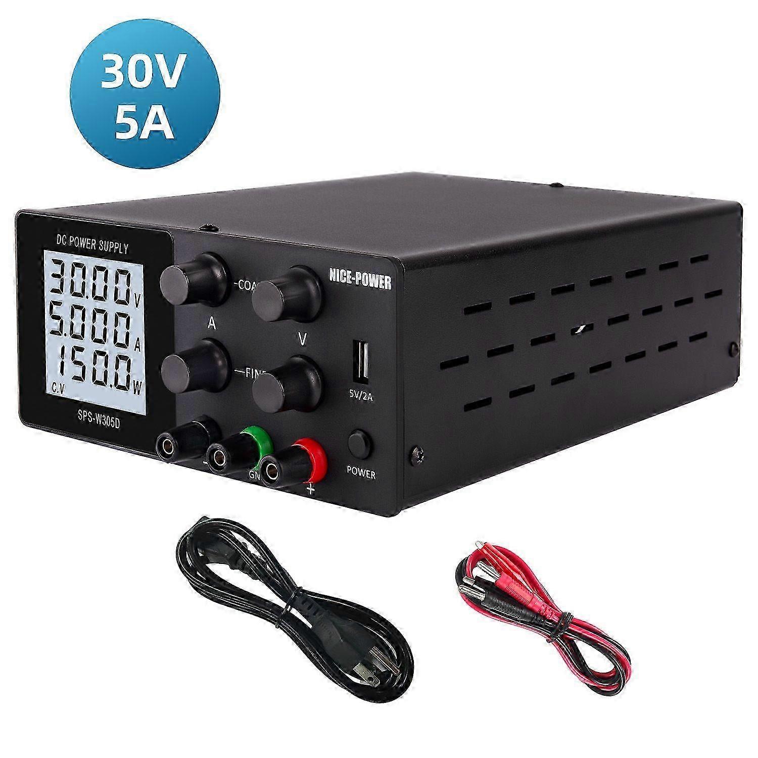0-30V 0-5a Digital Dc Power Supply Stabilizer Sps-w305d Adjustable Usb Black Js