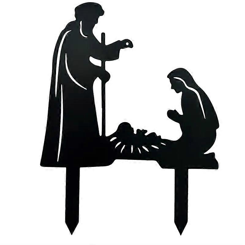 Nativity Scene Silhouette Nativity Figurines Set for Fence Patio E