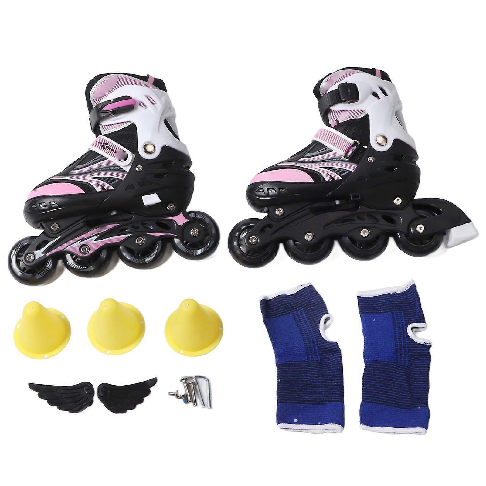 Pattini in linea rosa M Lame a rotelle Regolabile PU Mesh Stabile Slide Pattini a rotelle per ragazza ragazzo adolescente