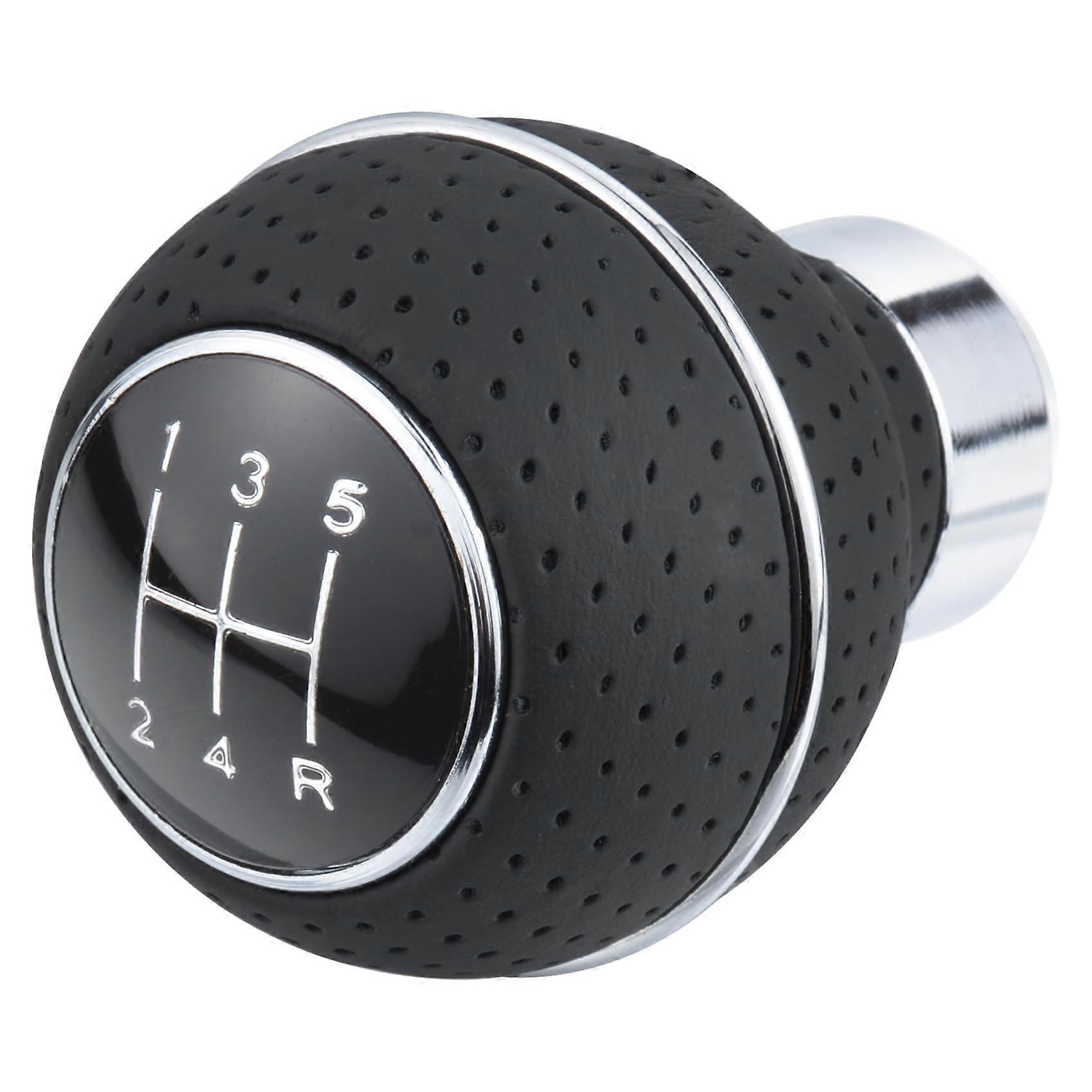 Manual Shifter Knob Leather Gear Head Stick Shift Knobs 5 Speed Compatible with Most Vehicles and Trucks Silver Finish