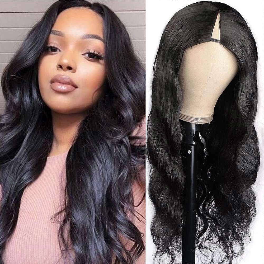 V Part Wig Human Hair Body Wave for Black Women No Sew In No Glue 180% Density (16 inch)