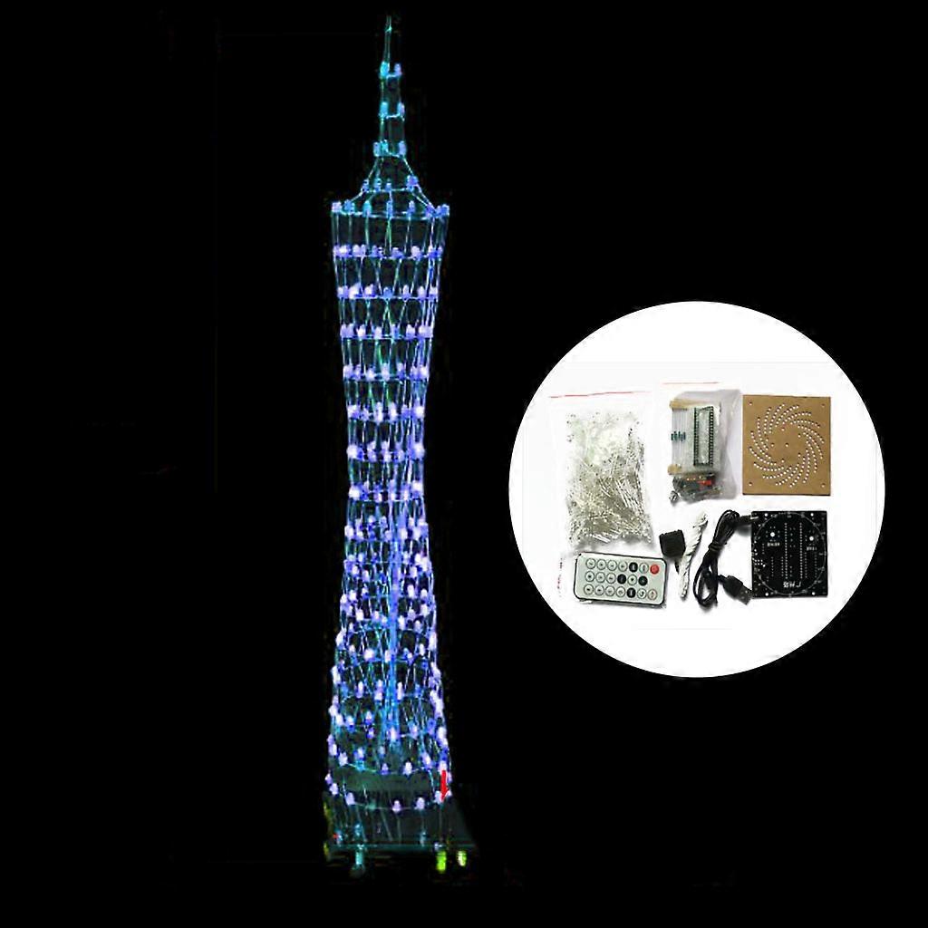 16 Layers New Model Guangzhou Tower LED Light Wire Control Bluetooth-compatible Audio Spectrum Electronic DIY Parts  Blue