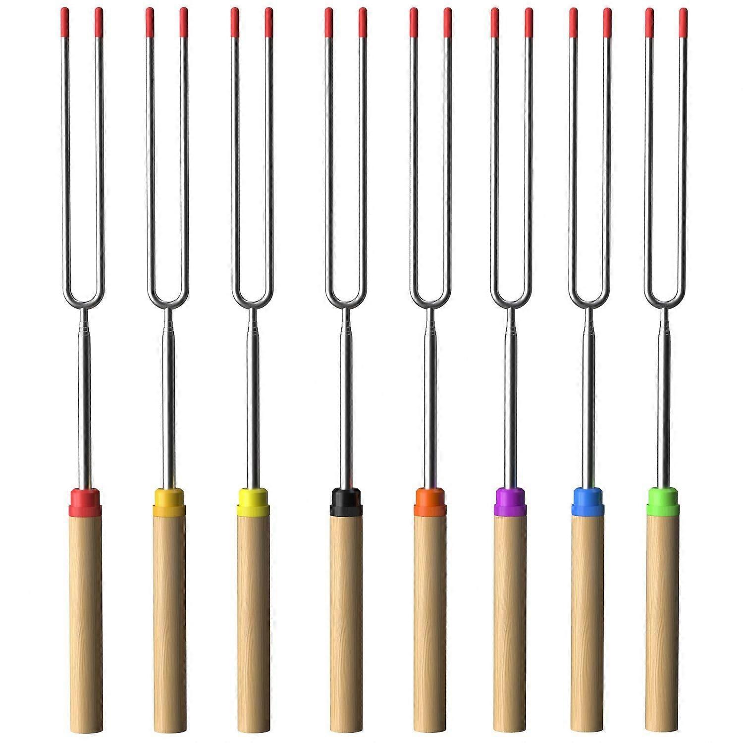 8 x Stainless Steel Barbecue Skewers with Storage Bag 30 to 80.5 cm Extendable Fork