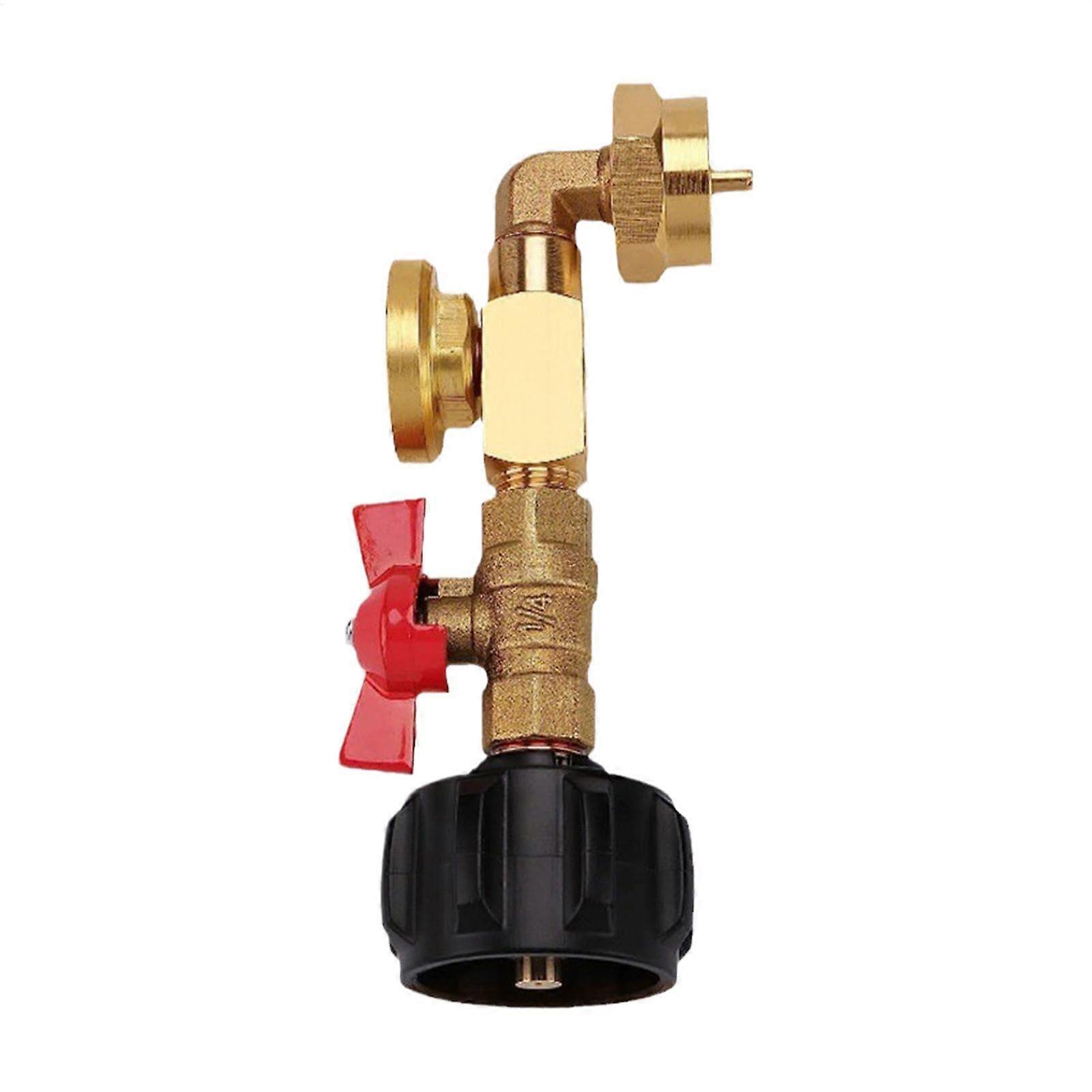 Propane tank adapter for 1 pound cylinder with gauge and valve
