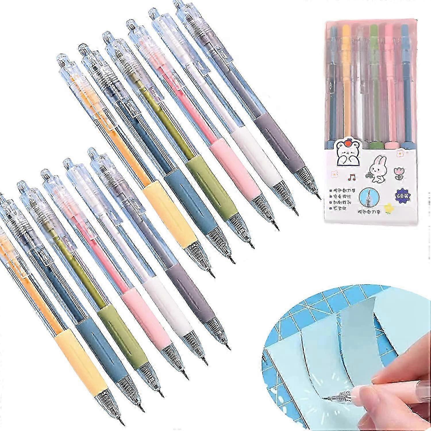 2023 New Cartoon Pattern Utility Knife Pen for Students, 6 Colors Craft Cutting Tool for DIY Paper and Craft Projects