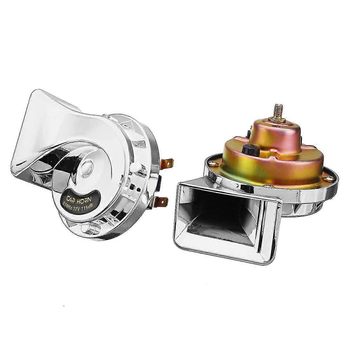 Set of 12v 115db Super Loud Dual Tone Electric Snail Horns for Vehicles - Universal Fit