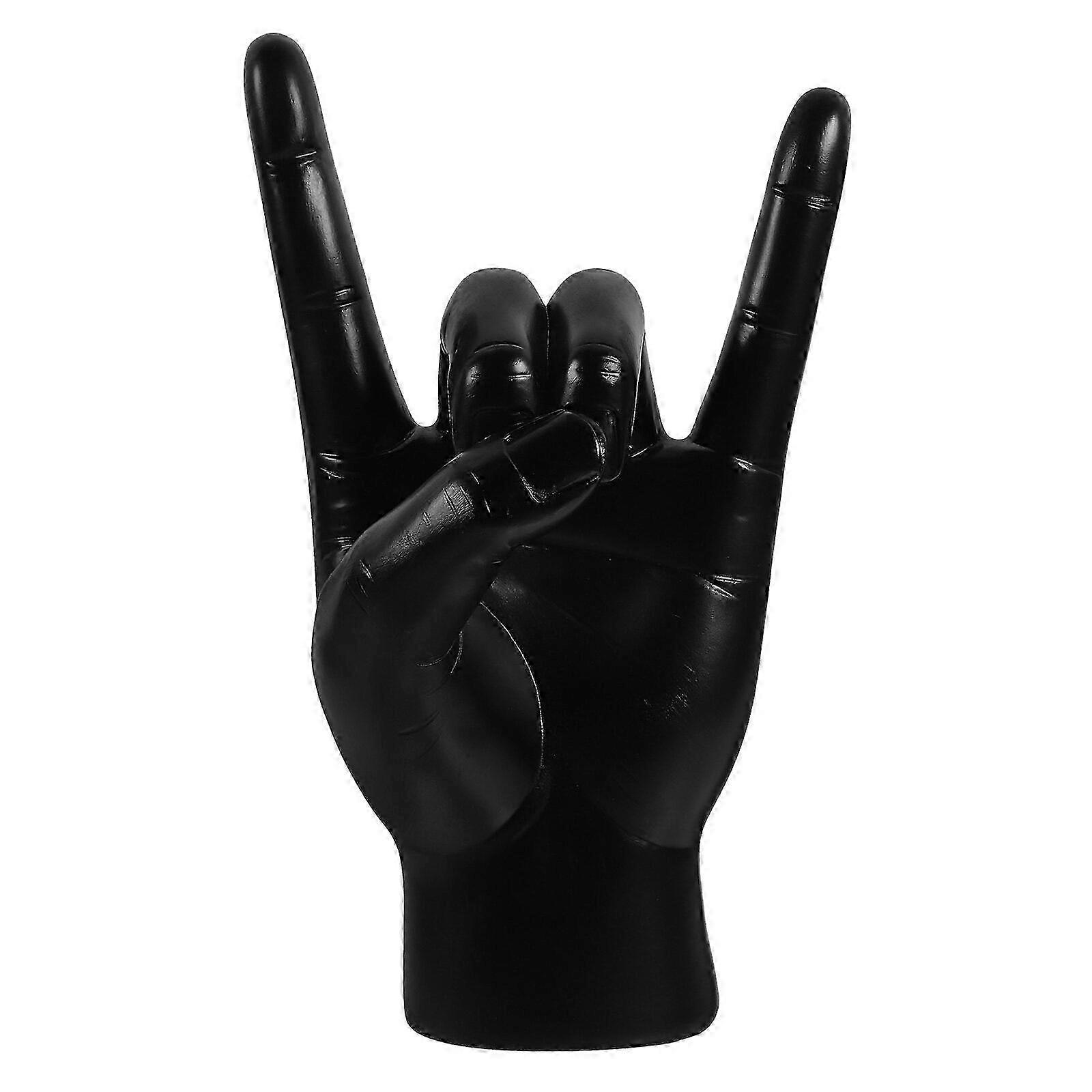 Abstract Sculpture of a Rock Gesture Figurine for Desktop Decor in Office or Home Settings