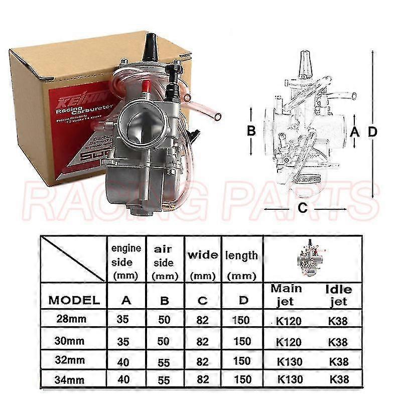 Motorcycle 2t 4t Engine PWK 28 30 32 34mm Carburetor with Power Jet for Use with Various Brands 75-250cc Dirt Bike