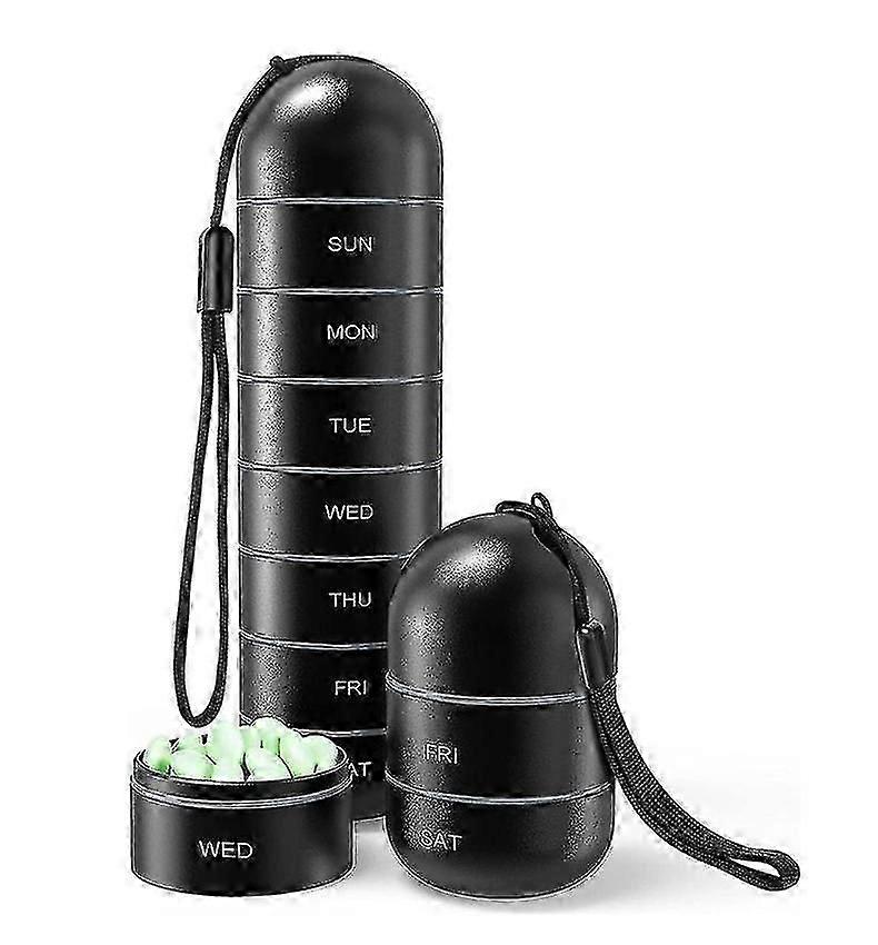 منظم حبوب منع الحمل الأسبوعية المقاومة للرطوبة المعدنية ، سبائك الألومنيوم القابلة للتكديس السفر 7 يوم 1 جهاز كمبيوتر