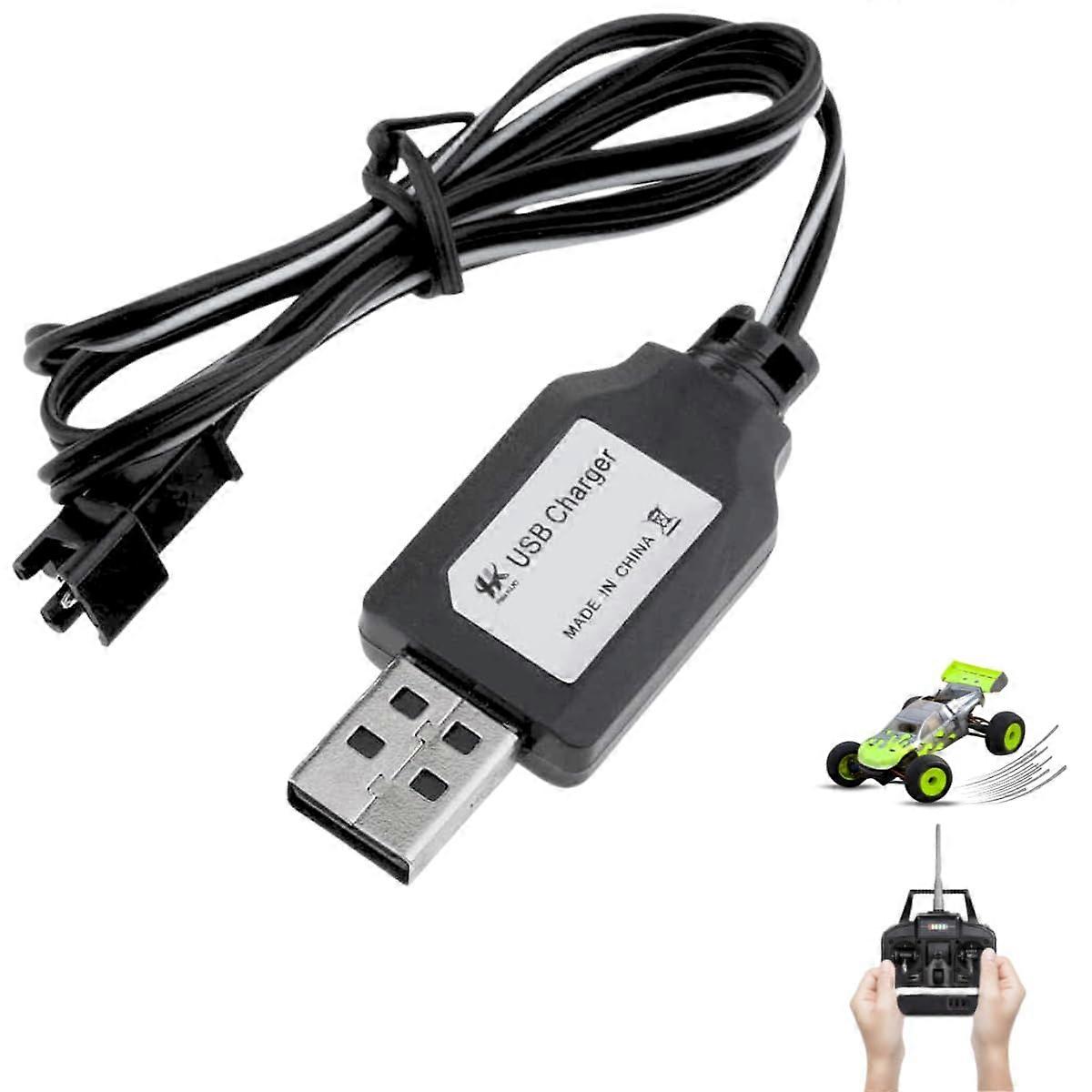 USB Charging Cable for RC Car, SM-2P Plug, Compatible with RC Boats, Airplanes, Drones, and Other RC Models