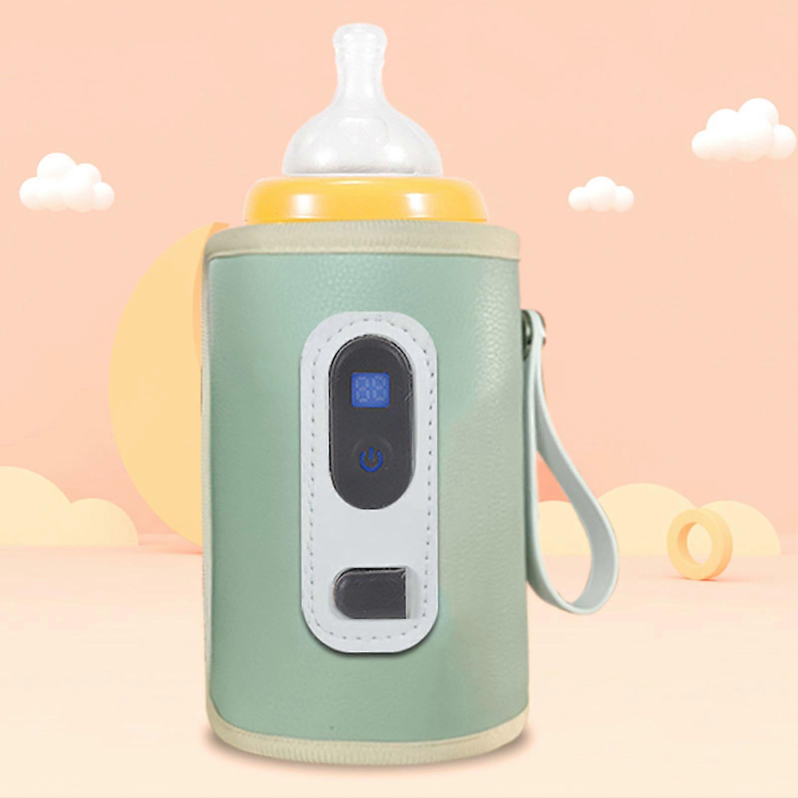 Milk Bottle Warmer Bag with LCD Display 5 Speed Temperature Adjustable Waterproof USB Portable Bottle Warmer for All Bottles Green 