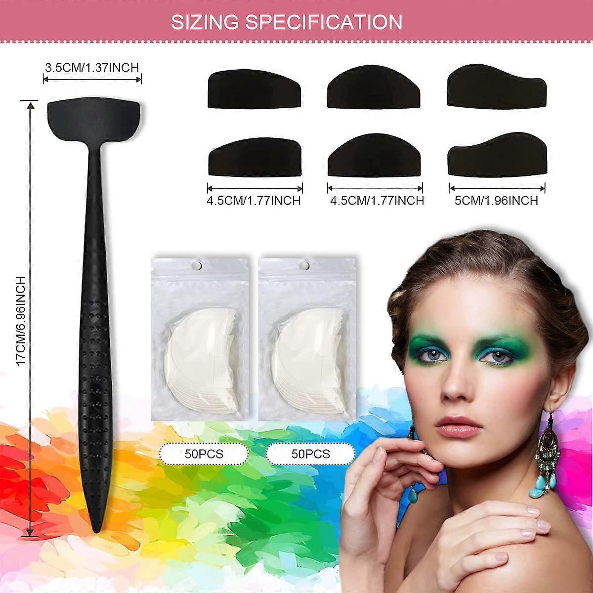 Eyeshadow Crease Line Kit 7 in 1 Eyeshadow Stamp Kit and 100 Pcs Eyeshadow Shields for Eye Makeup Quick Eye