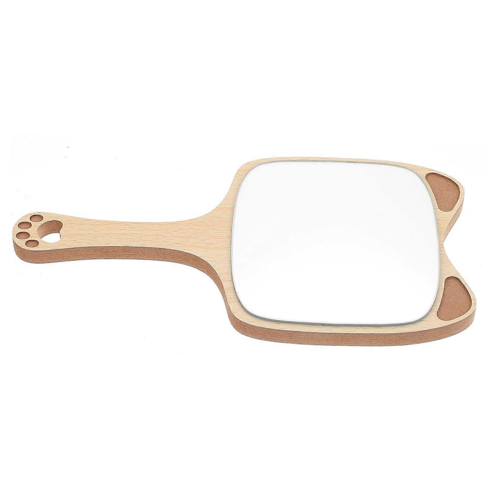 Cosmetic mirror Makeup mirror With wooden handle Smooth highgloss mirror For girls Practical household hand mirror