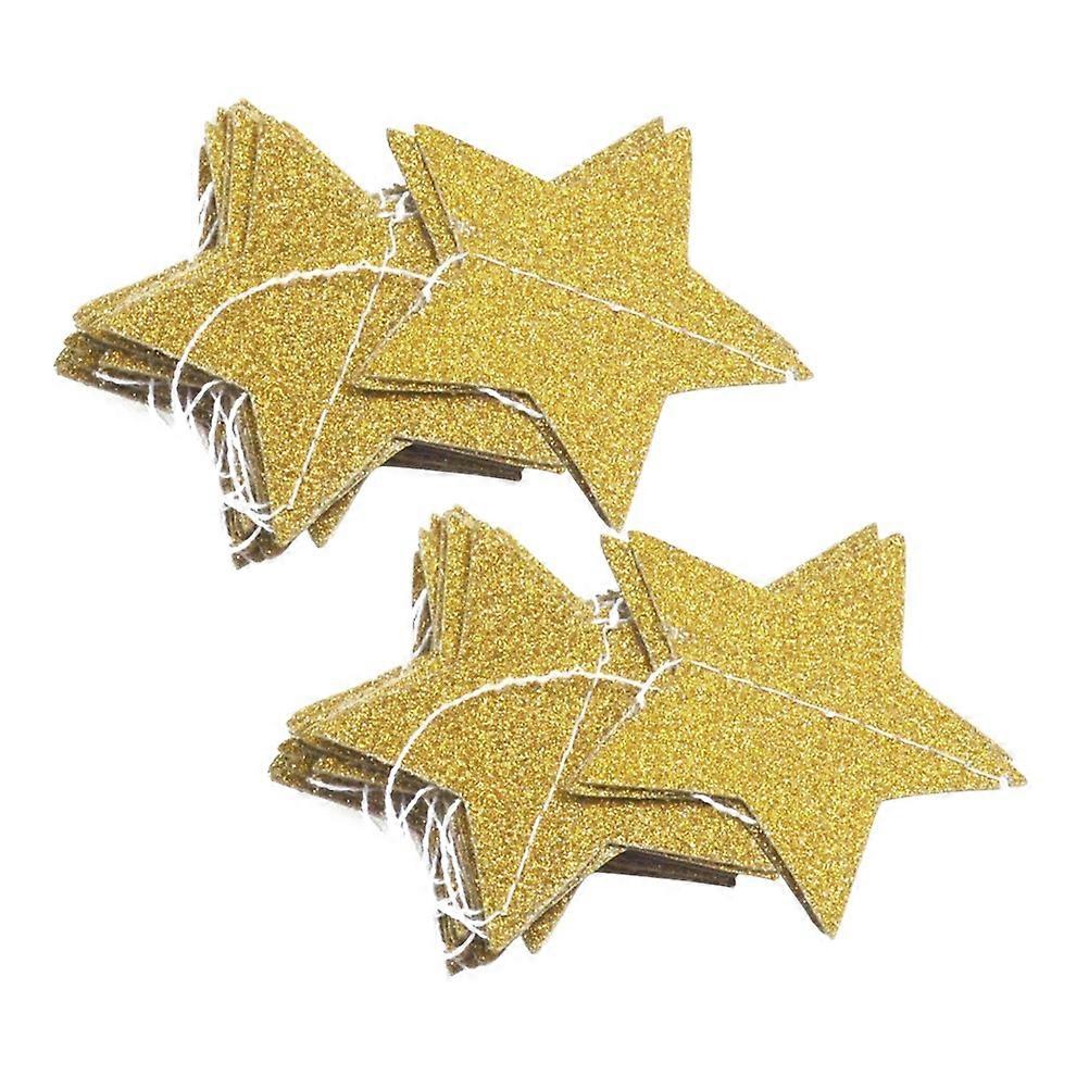 Golden Paper Star Garland for Party Decoration 2 Pieces 2M Each Golden Stars String