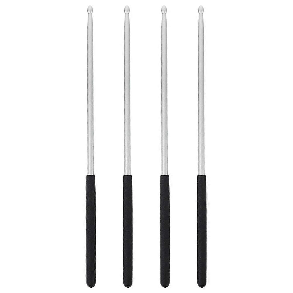 Percussion Instrument Metal Drum Sticks Advanced Users Humanized Handle Silver 4Pcs Practical Drumstick