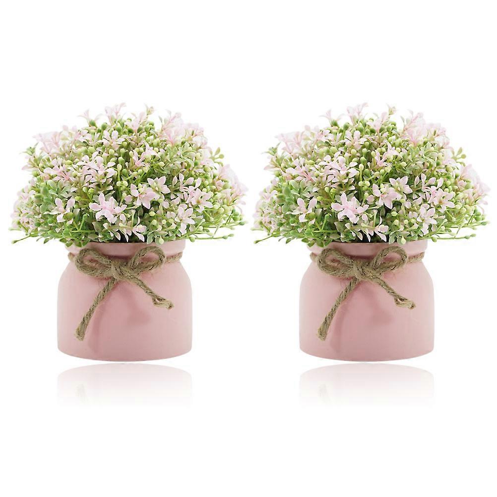 Fake Small Bonsai Simulated Bonsai Garden Decorative PP Material 7.5 7.5 7.5in 2Pcs
