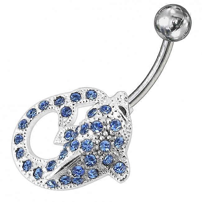 Fancy Jewelled Dolphin Non-moving Belly Ring