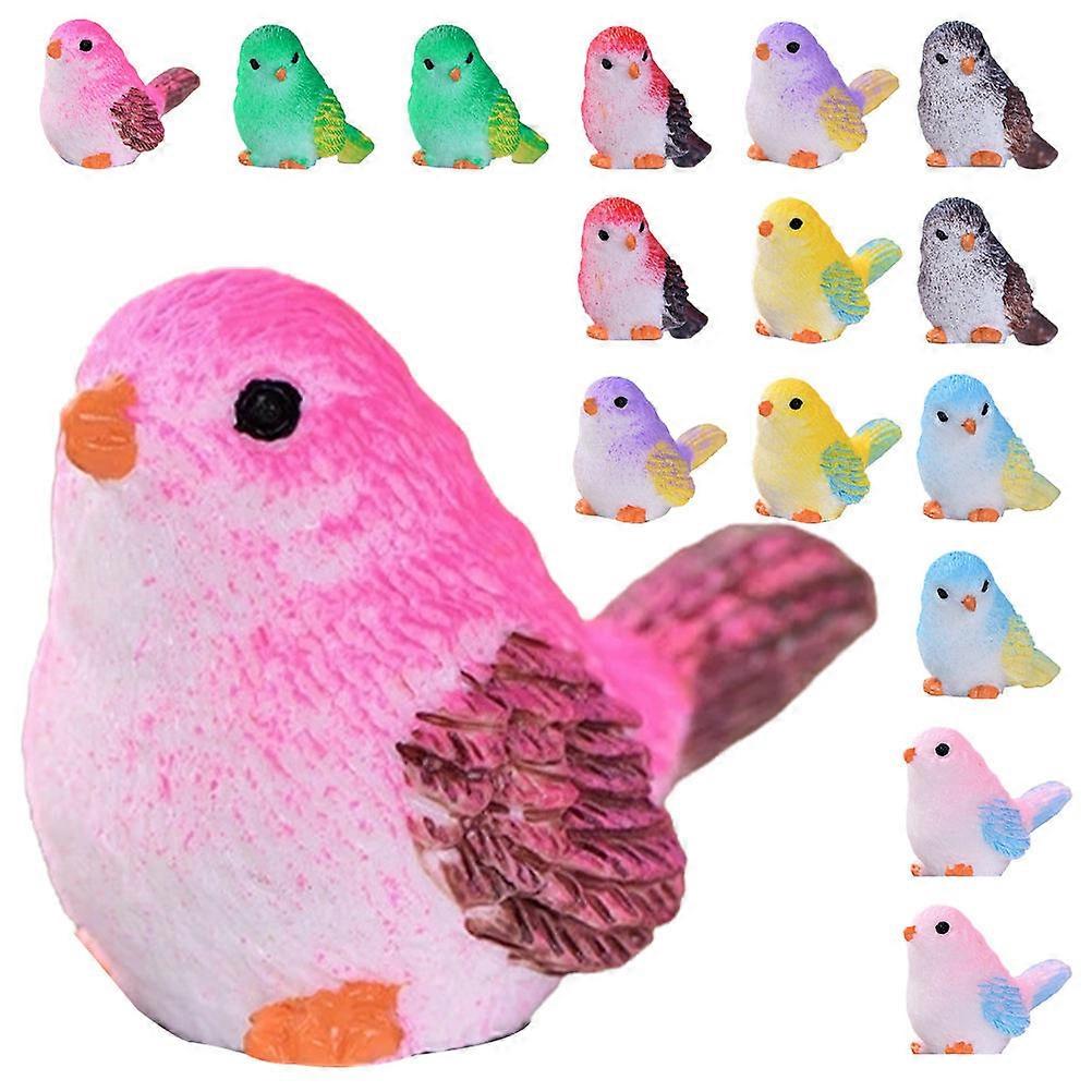 16pcs Miniature Birds Figurines Cute Tiny Animal Ornaments for Garden Balcony Desktop Decoration Multi Function Decorative Mini Figures Assorted