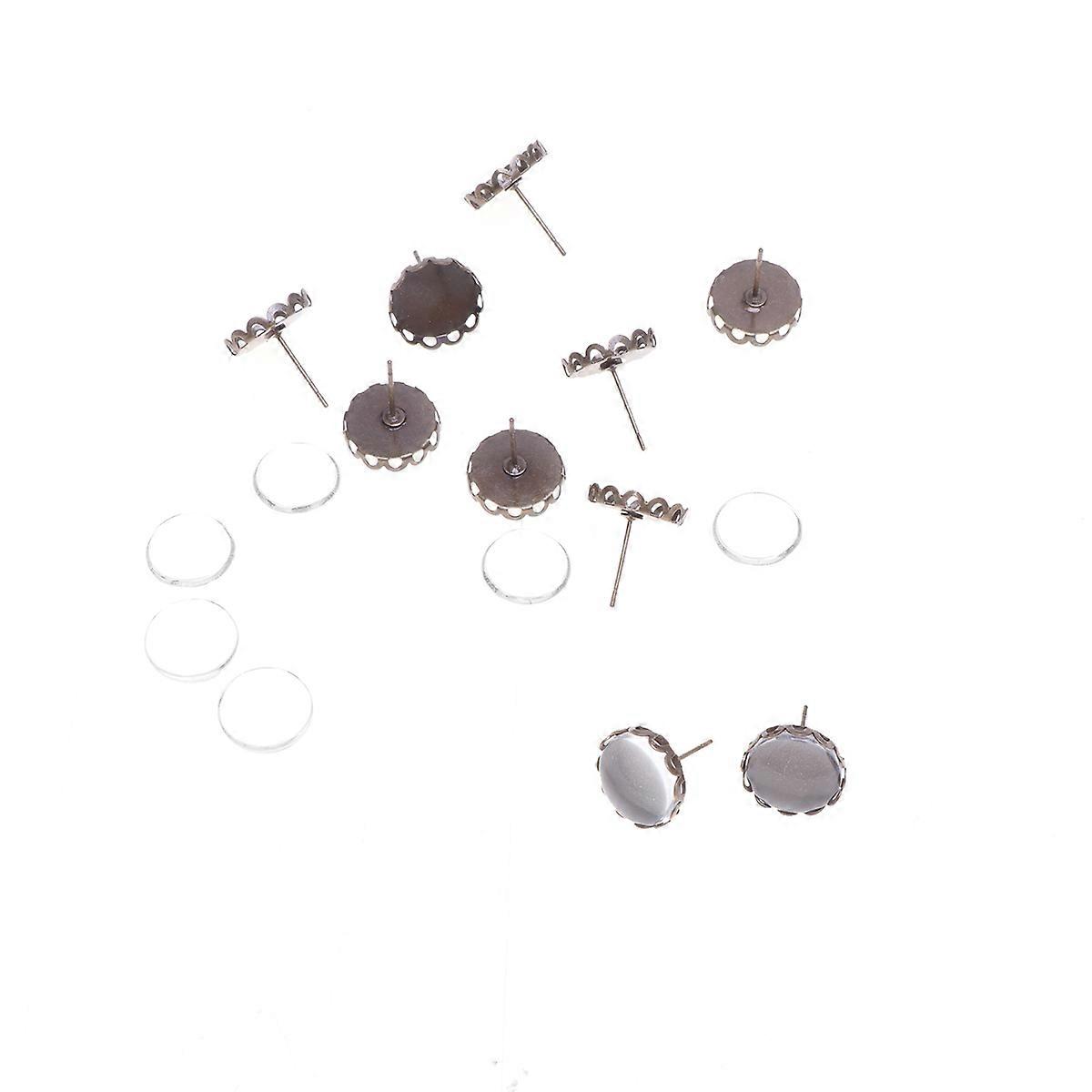 Antique Copper Earring Bezel Settings with Round Trays and Wire Hooks – 10 Sets for DIY Jewelry Making and Crafts