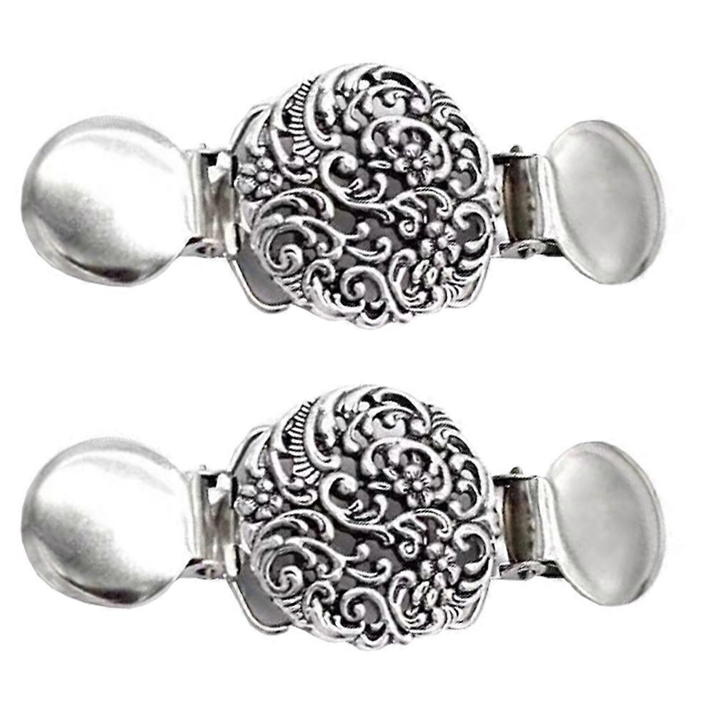 Vintage Alloy Sweater Shawl Clips Set Antique Silver Cardigan Collar Brooches for Women Easy Attach Accessories for Sweaters, Scarves, Dresses