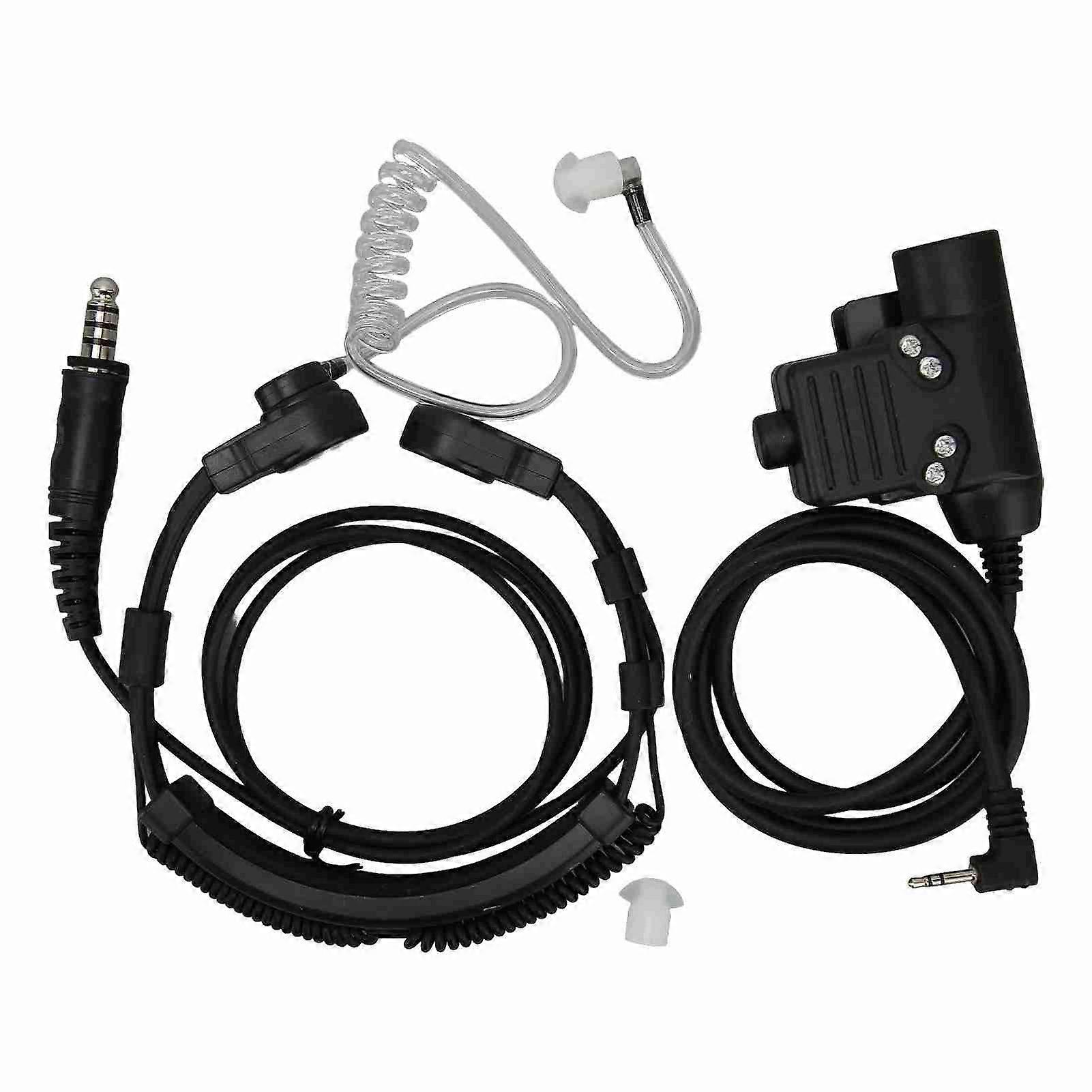 Earpiece with throat microphone and transparent acoustic tube, for walkie-talkie, with PTT U94 for Motorola T5000