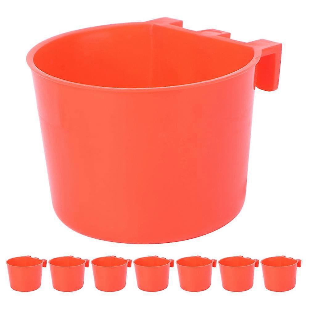 وعاء تغذية قفص الطيور حاوية طعام للتغذية اليومية 8 قطع بلاستيك أحمر