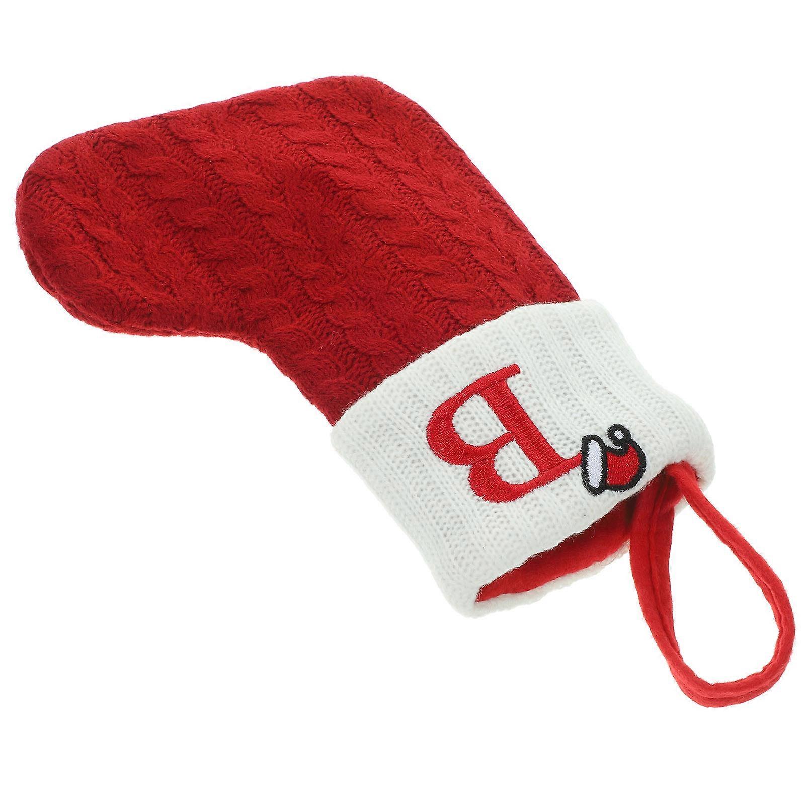 Tree Decorations Christmas Stocking Sock-Shaped for Christmas Celebration Multi 18x14.5cm Knitted Fabric Decorative Ornament 1Pack