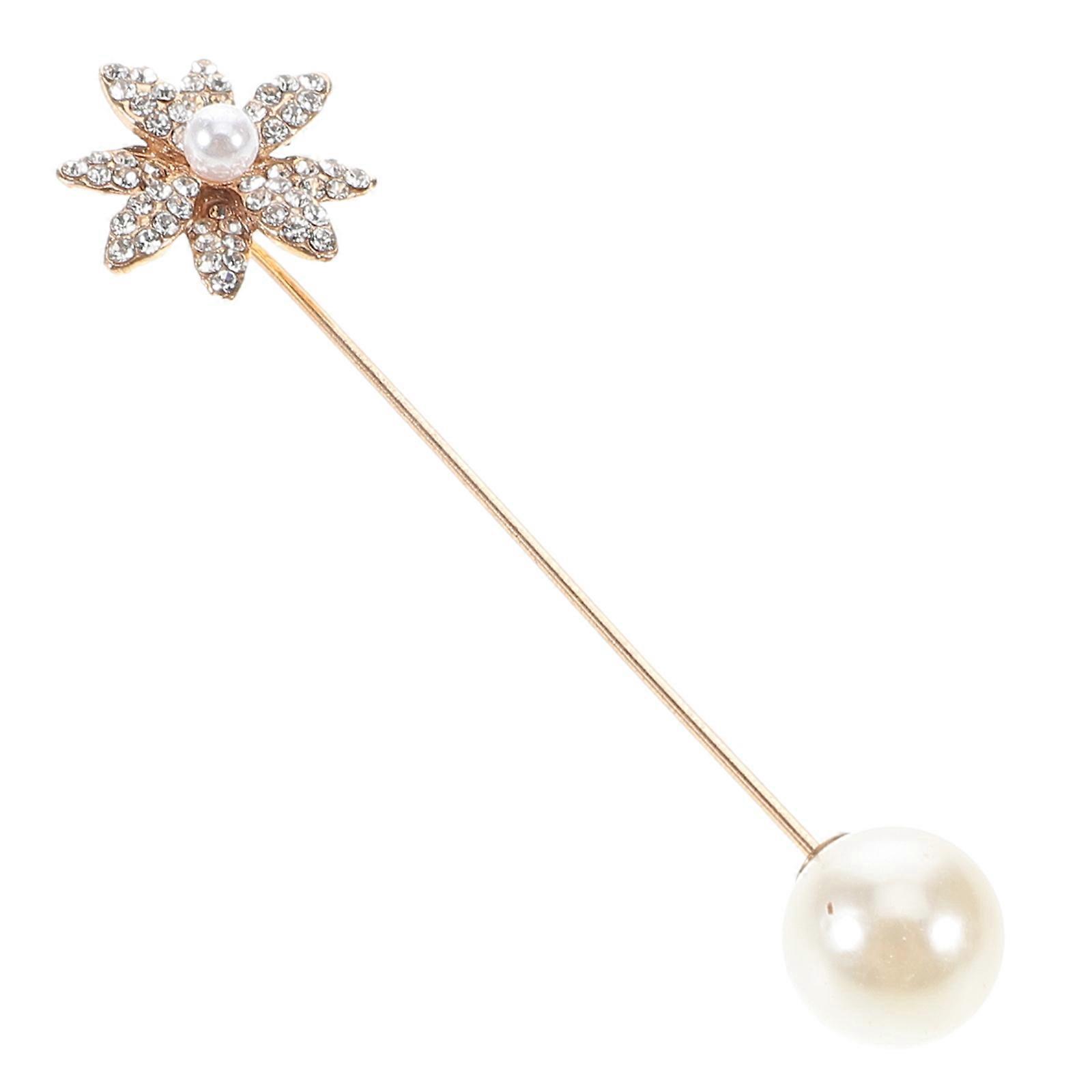 Elegant Faux Pearl Brooch Pin with Rhinestones – Versatile Accessory for Hats, Scarves, Suits, and Cardigans, Secure and Reliable for All Occasions
