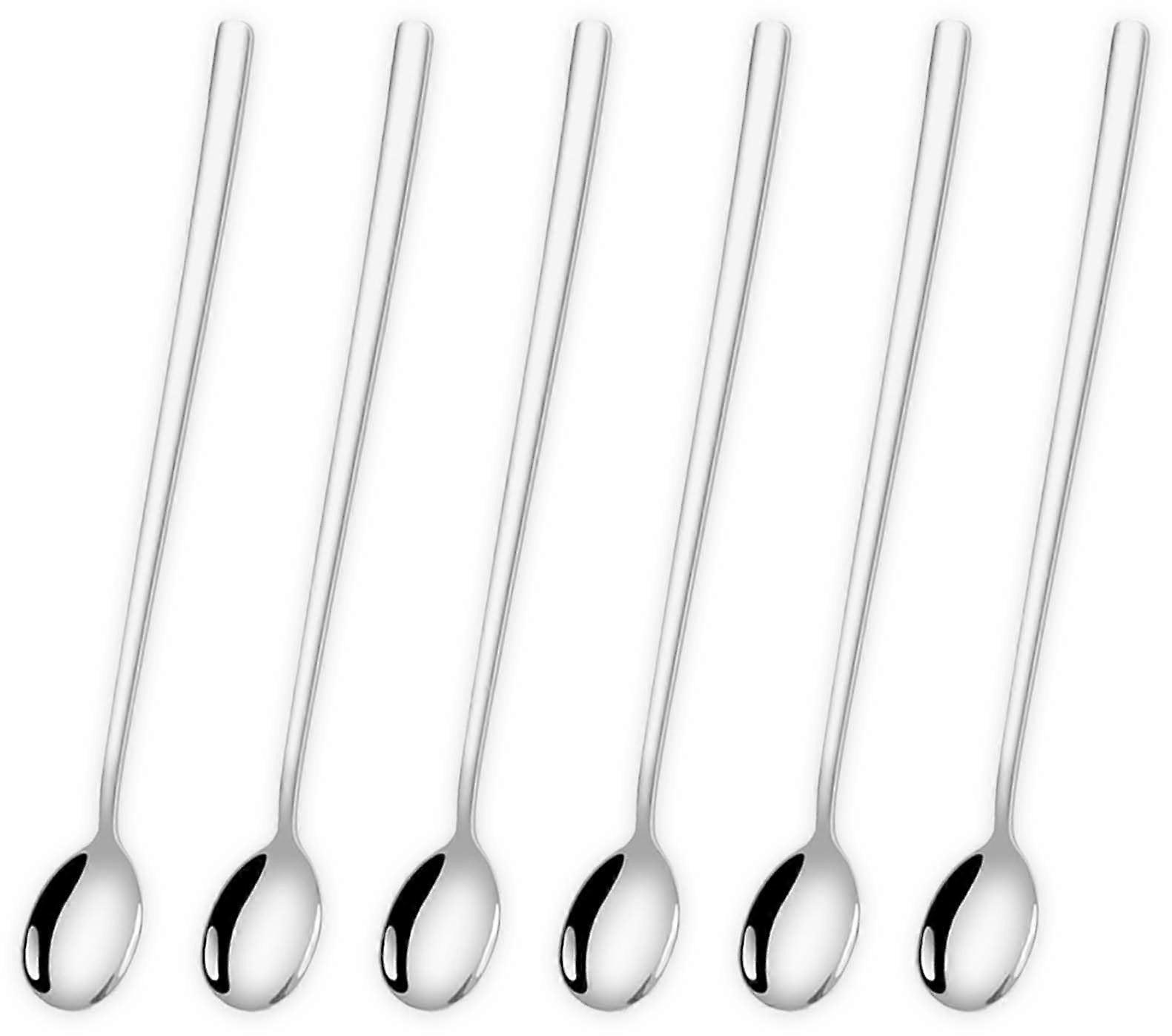Latte Macchiato Spoons Set of 6, 23.5 cm Stainless Steel Long Handle Mixing and Stirring Spoons for Coffee and Ice Cream