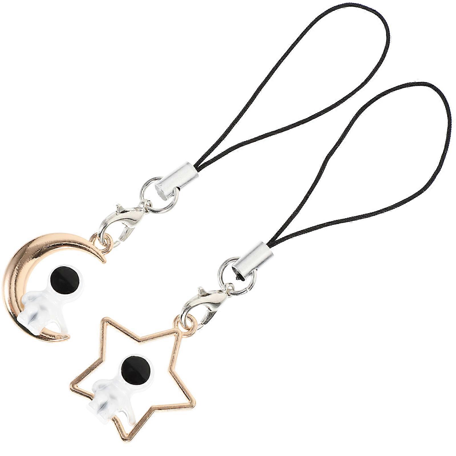 Astronaut Pendant Phone Charm with Star and Moon Design – Stylish Hanging Decor for Cell Phone Cases and Keychains – Easy to Install Cute Accessories