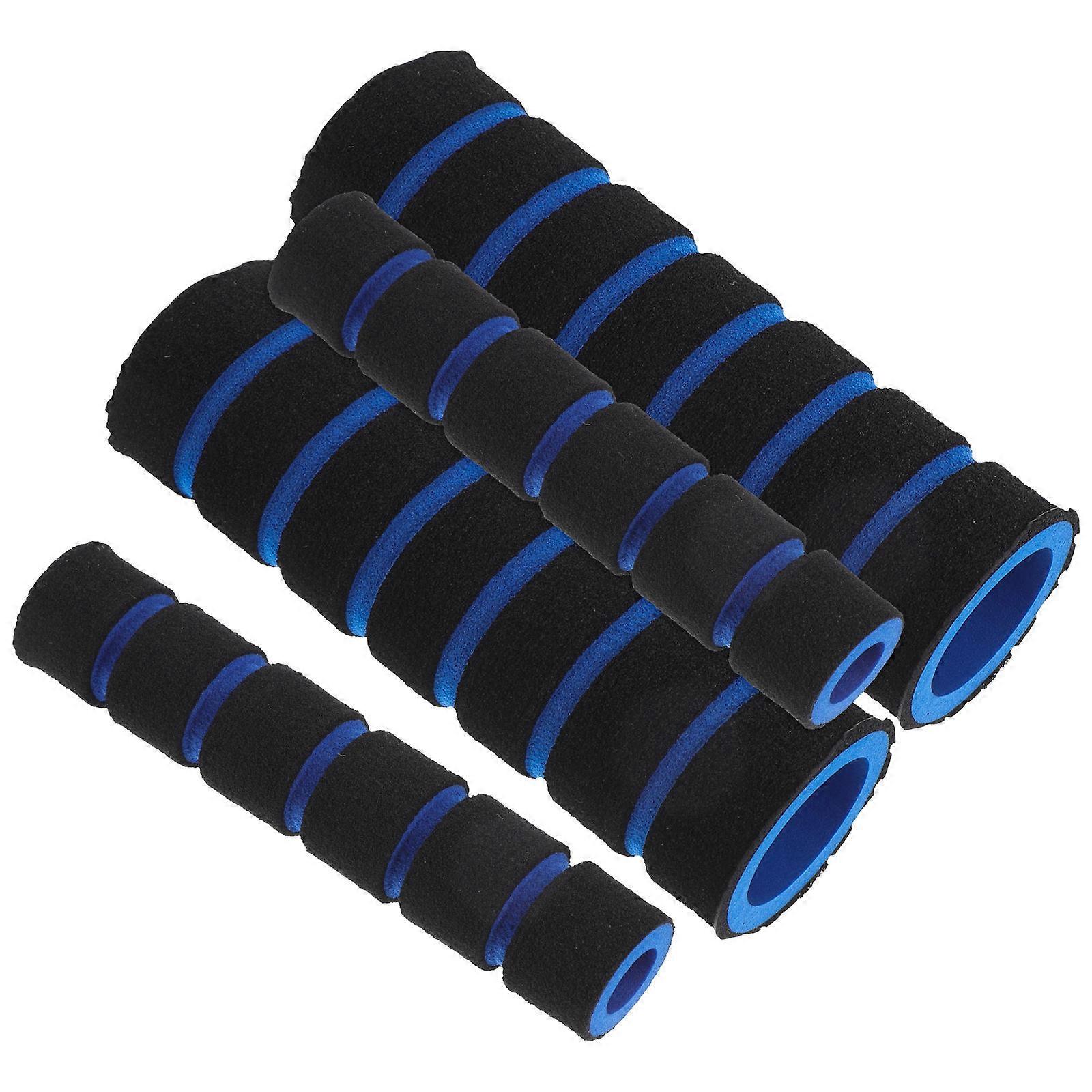 Motorcycle Handlebar Grip Cover Vibration Absorption Reduce Hand Fatigue Blue Cylindrical 4Pcs