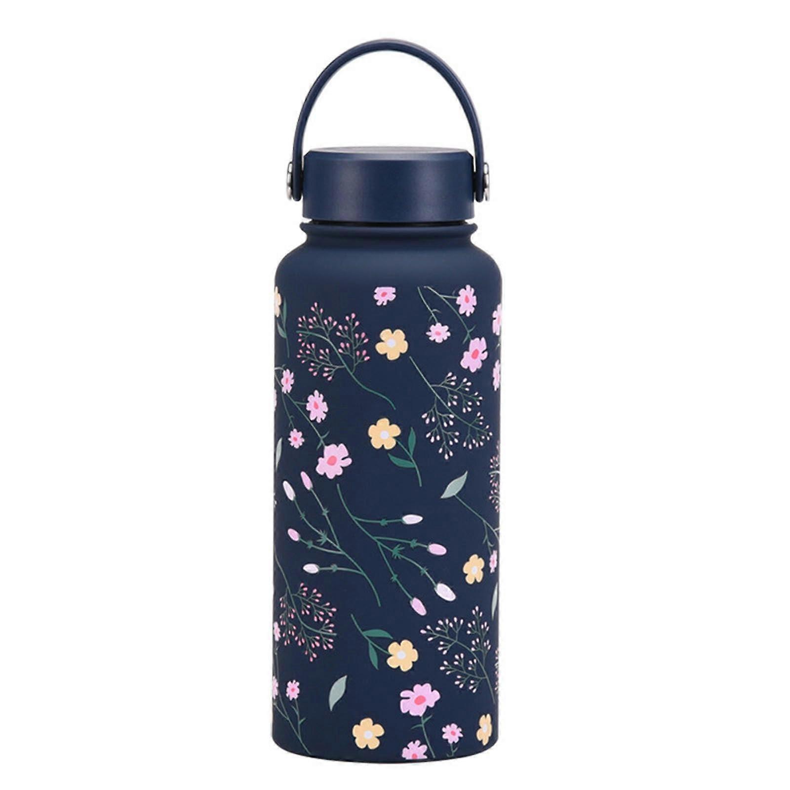 Portable Sport Water Bottle, 1L Ceramic Coating, Customizable Printed Design, Indigo A Style