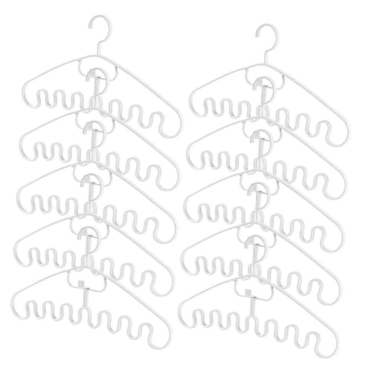 10piece Pack Corrugated Hangers for BHS and Organizer SpaceSaving White for Wardrobe Organization