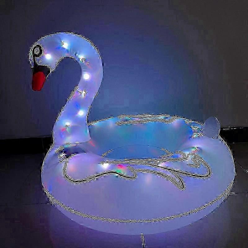 Solar Powered Flamingo Swim Tube Rings with Lights - Inflatable Pool Floats Suitable for Summer Fun