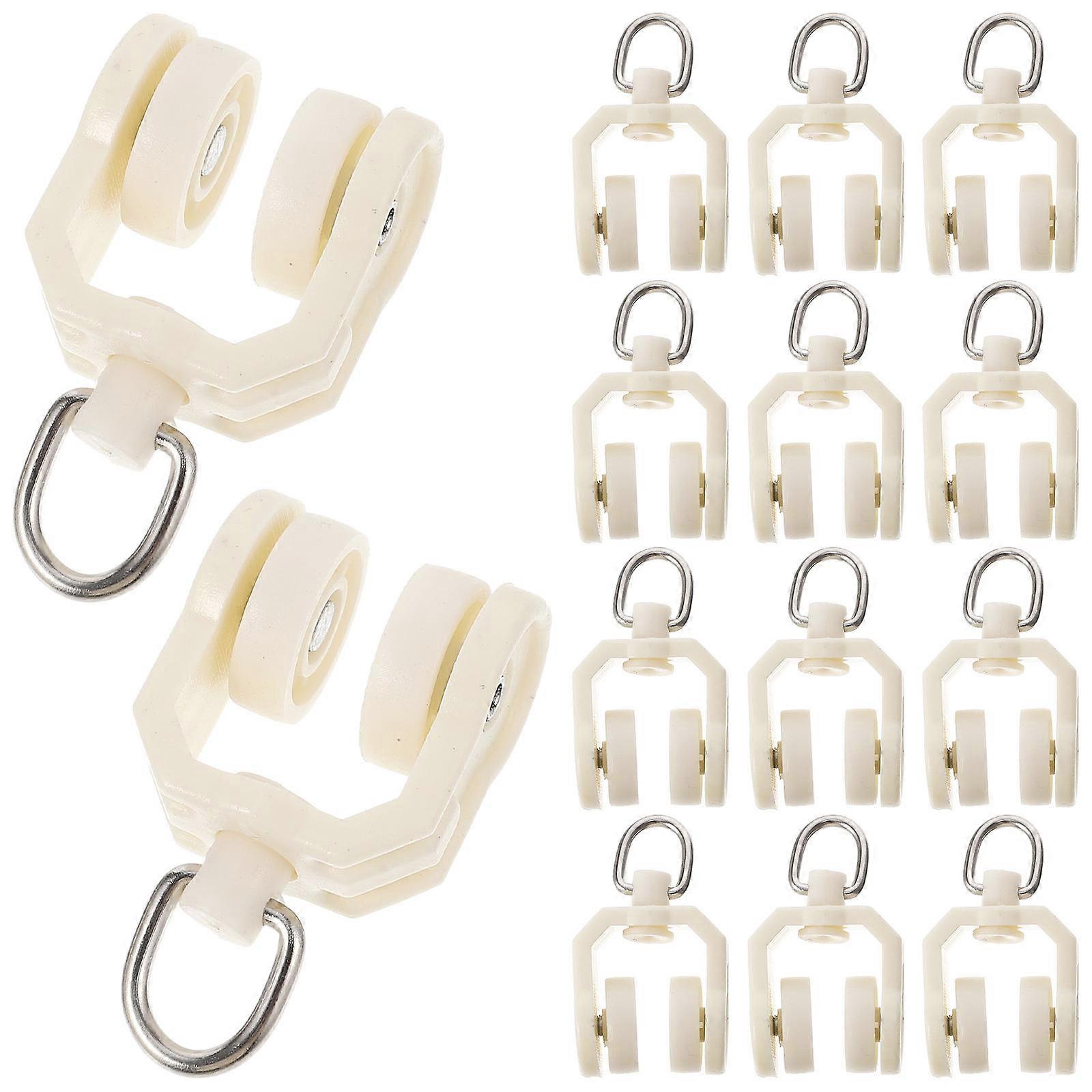 30pcs Silent Gliders Replacement Rollers for Curtain Tracks Flexible Rail Pulleys for Windows Drapes Sliding Doors Home Office Bedroom